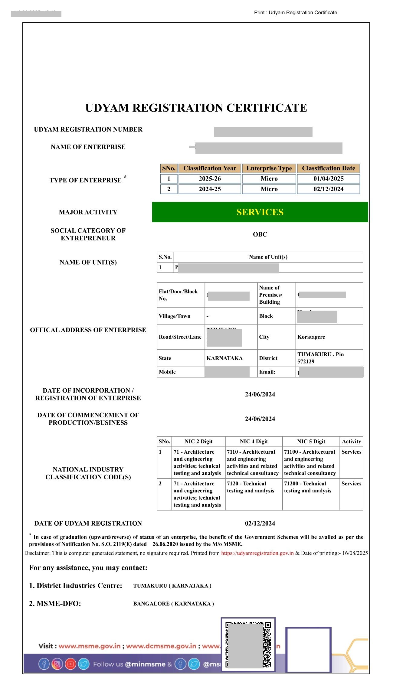 udyam certificate